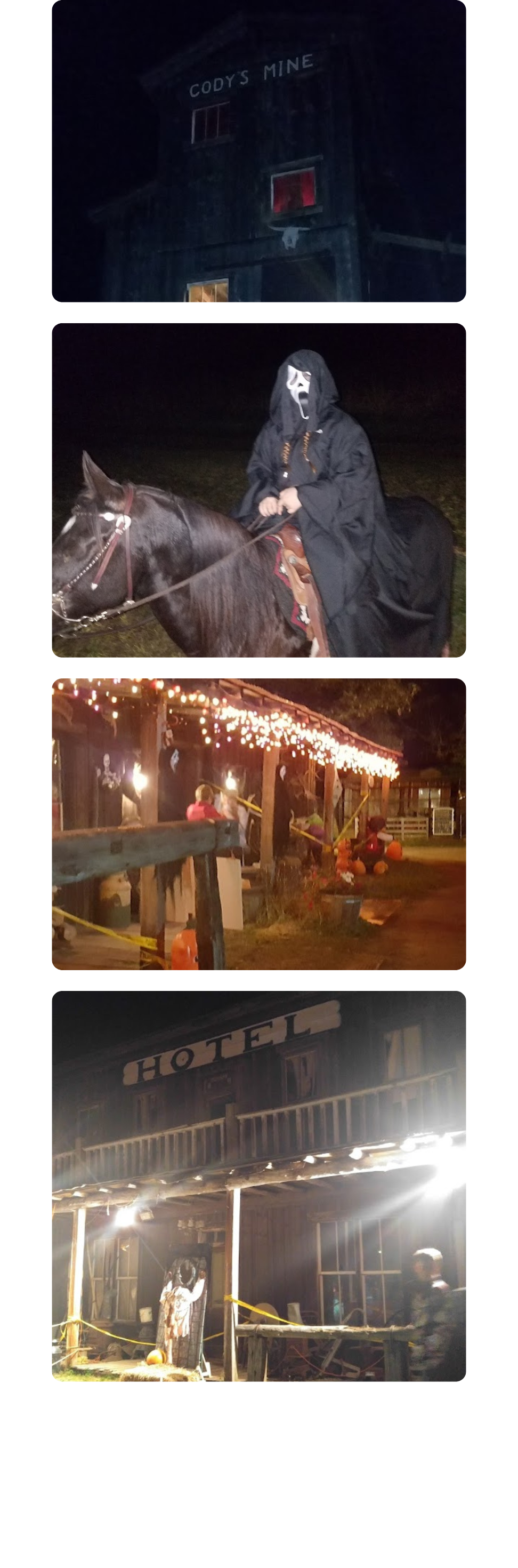 A collection of photographs capturing the thrill and frights of haunted hay rides by Cavanaugh Carriages in Neenah, WI.